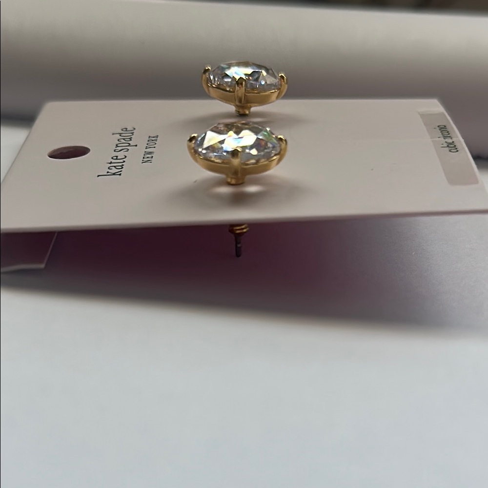 NWT Kate Spade Sparkling Gold/Clear Cubic Zirconia Earrings - Picture 4 of 4